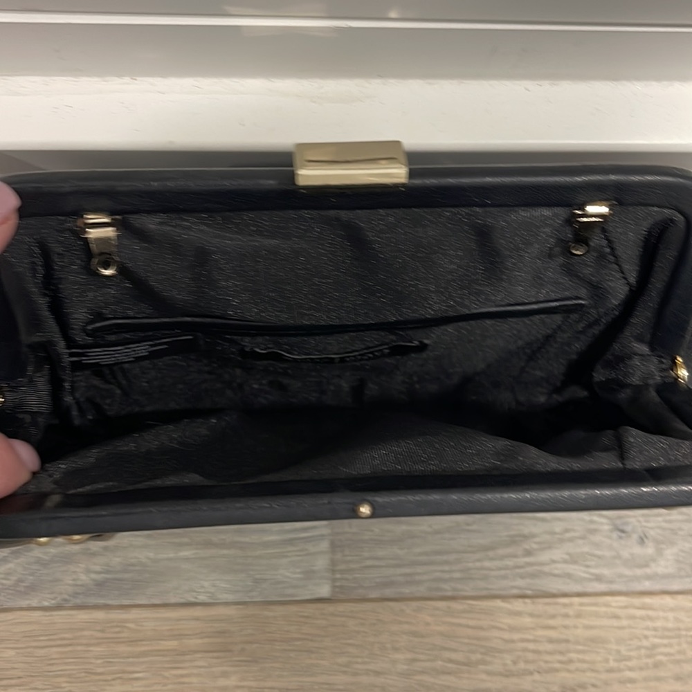 Excellent Condition WHBM Clutch/Shoulder Black Grommet Studded Bag - Picture 5 of 10